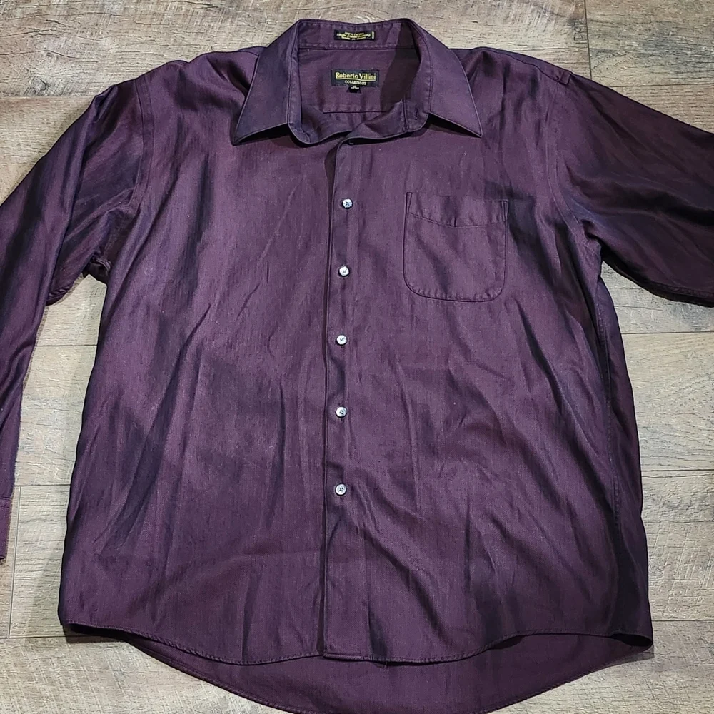 Villini (Roberto) men's black & red striped long sleeve button up - Picture 1 of 9